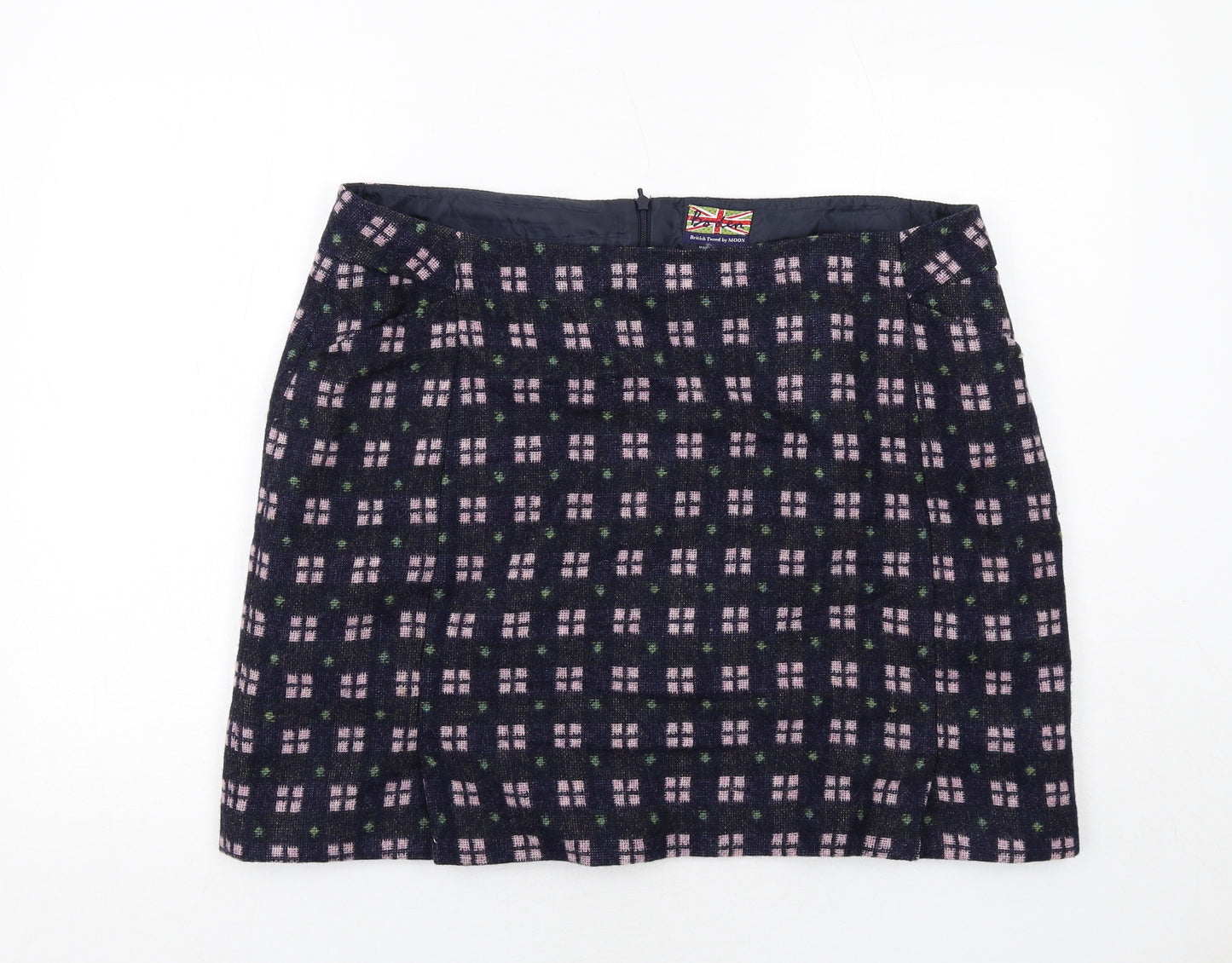 Boden Womens Blue Geometric Wool A-Line Skirt Size 20 Zip