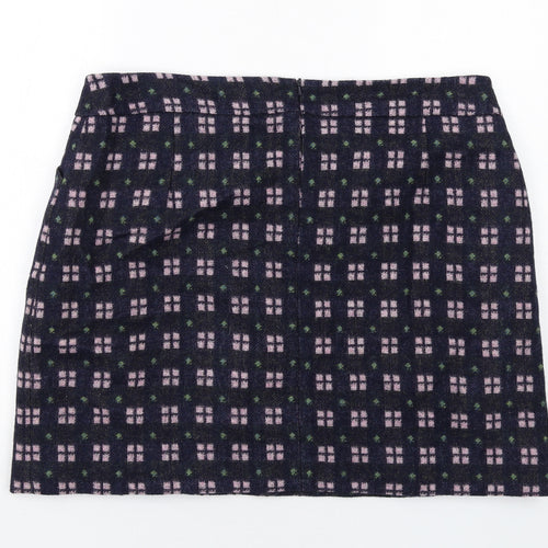 Boden Womens Blue Geometric Wool A-Line Skirt Size 20 Zip