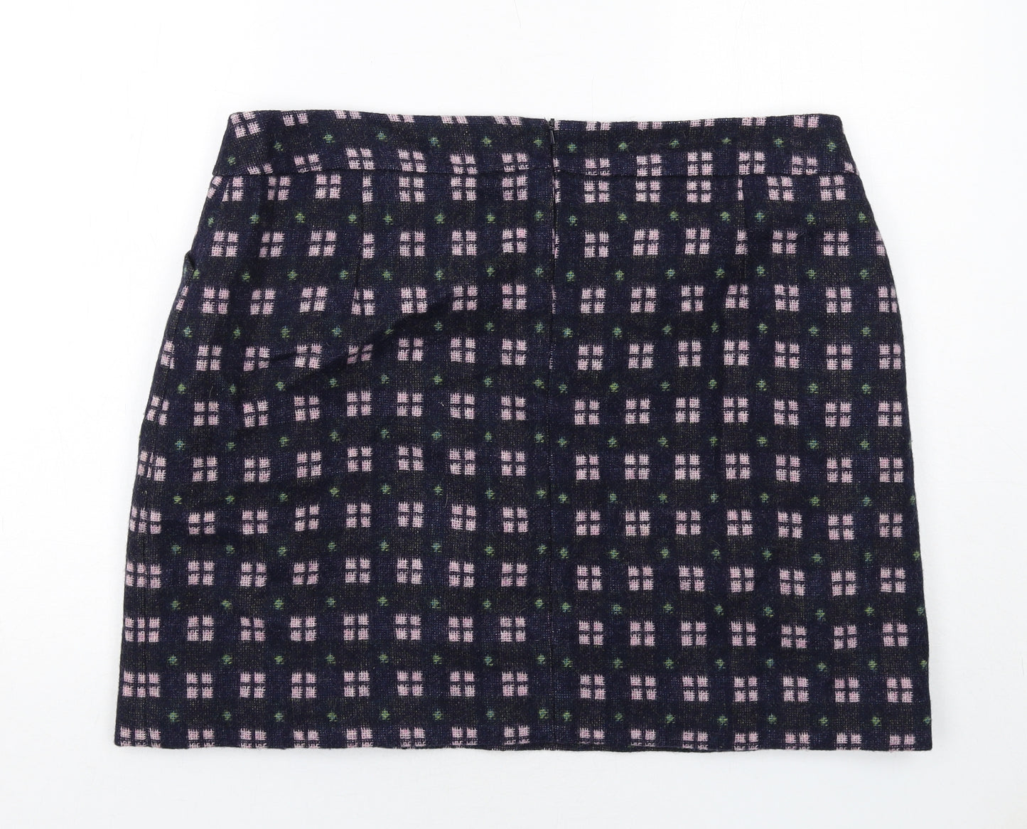 Boden Womens Blue Geometric Wool A-Line Skirt Size 20 Zip