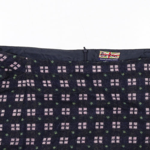 Boden Womens Blue Geometric Wool A-Line Skirt Size 20 Zip