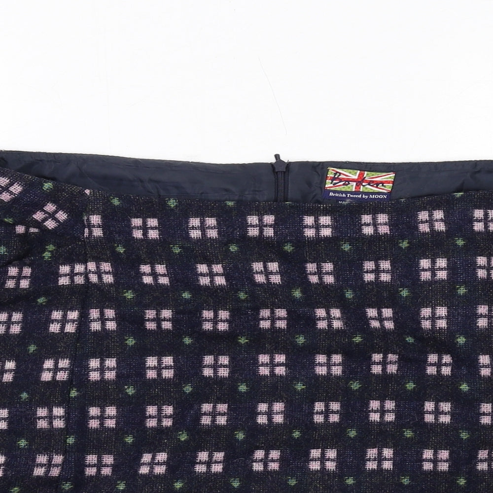 Boden Womens Blue Geometric Wool A-Line Skirt Size 20 Zip