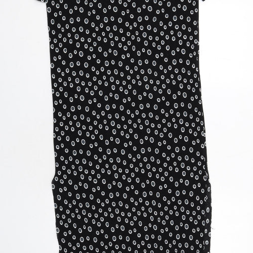 Glamorous Womens Black Geometric Polyester T-Shirt Dress Size XS Round Neck Pullover