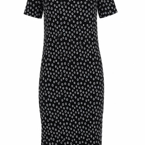 Glamorous Womens Black Geometric Polyester T-Shirt Dress Size XS Round Neck Pullover