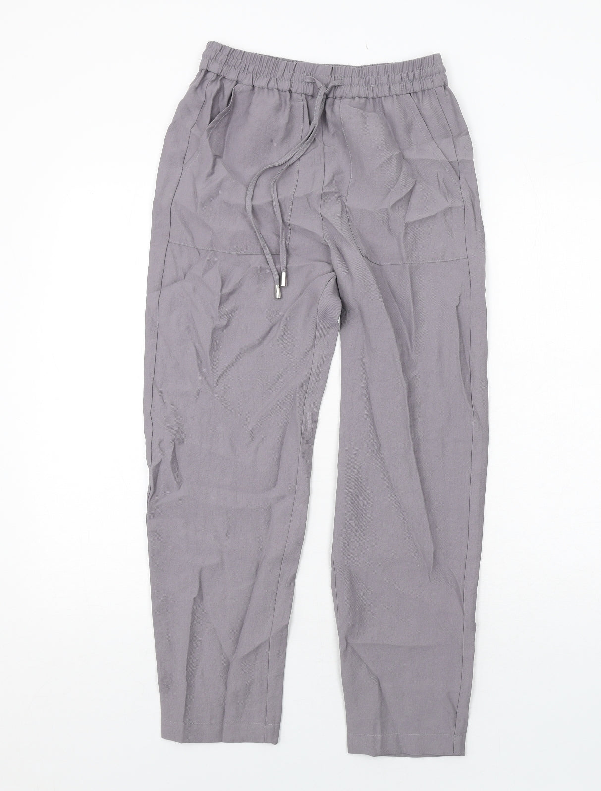 Marks and Spencer Womens Grey Lyocell Trousers Size 6 Regular Drawstring