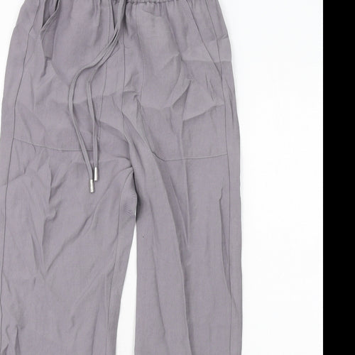 Marks and Spencer Womens Grey Lyocell Trousers Size 6 Regular Drawstring