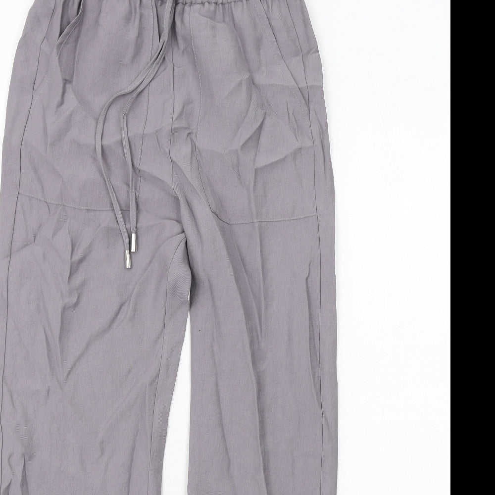 Marks and Spencer Womens Grey Lyocell Trousers Size 6 Regular Drawstring