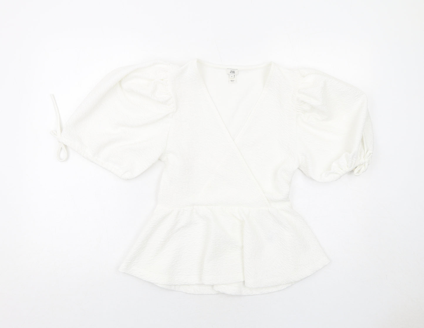 River Island Womens White Polyester Basic Blouse Size 8 V-Neck