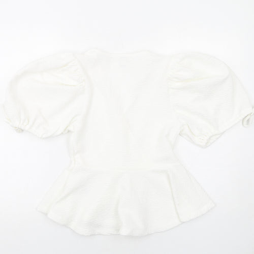 River Island Womens White Polyester Basic Blouse Size 8 V-Neck
