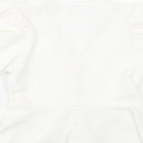 River Island Womens White Polyester Basic Blouse Size 8 V-Neck