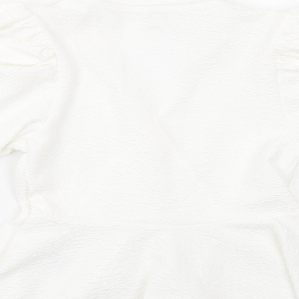 River Island Womens White Polyester Basic Blouse Size 8 V-Neck