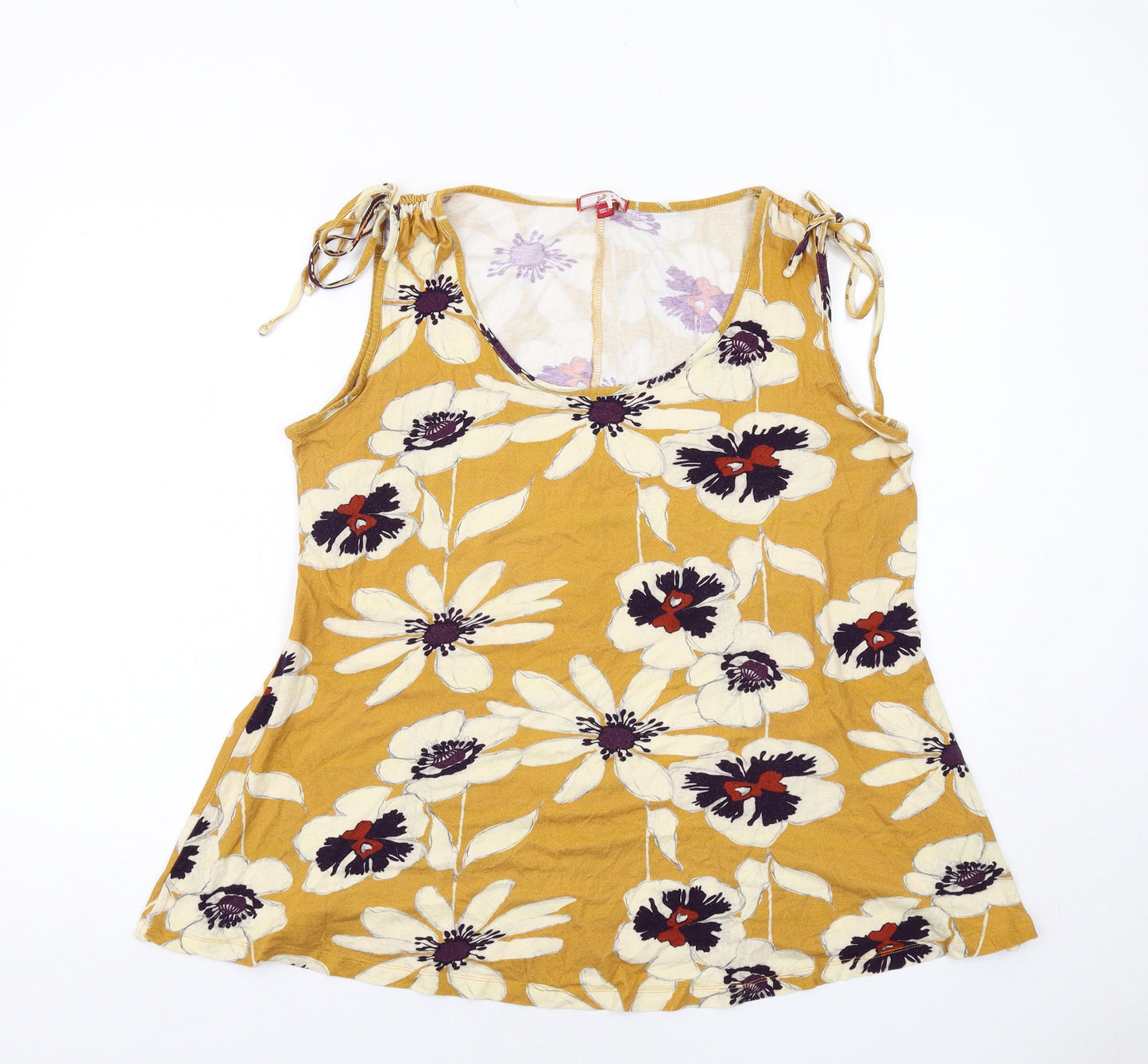 Joe Browns Womens Yellow Floral Viscose Basic Tank Size 18 Round Neck