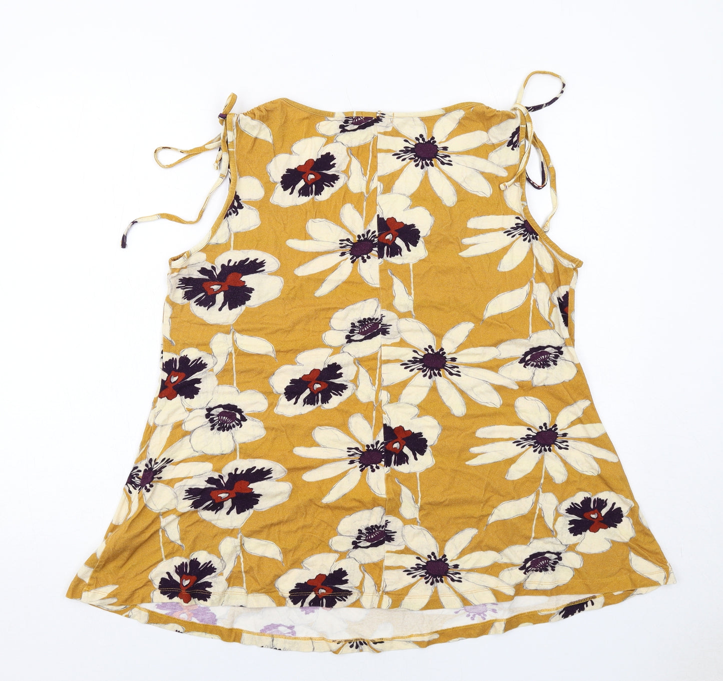 Joe Browns Womens Yellow Floral Viscose Basic Tank Size 18 Round Neck