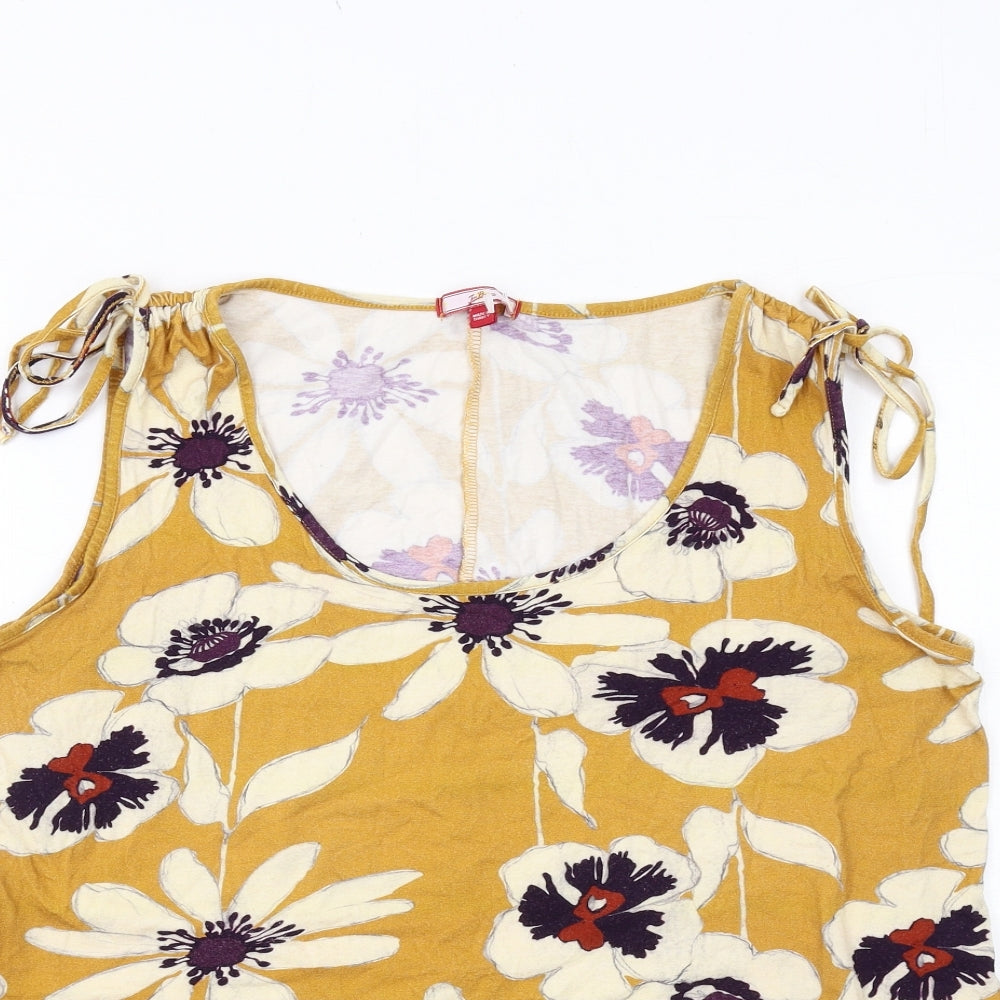 Joe Browns Womens Yellow Floral Viscose Basic Tank Size 18 Round Neck