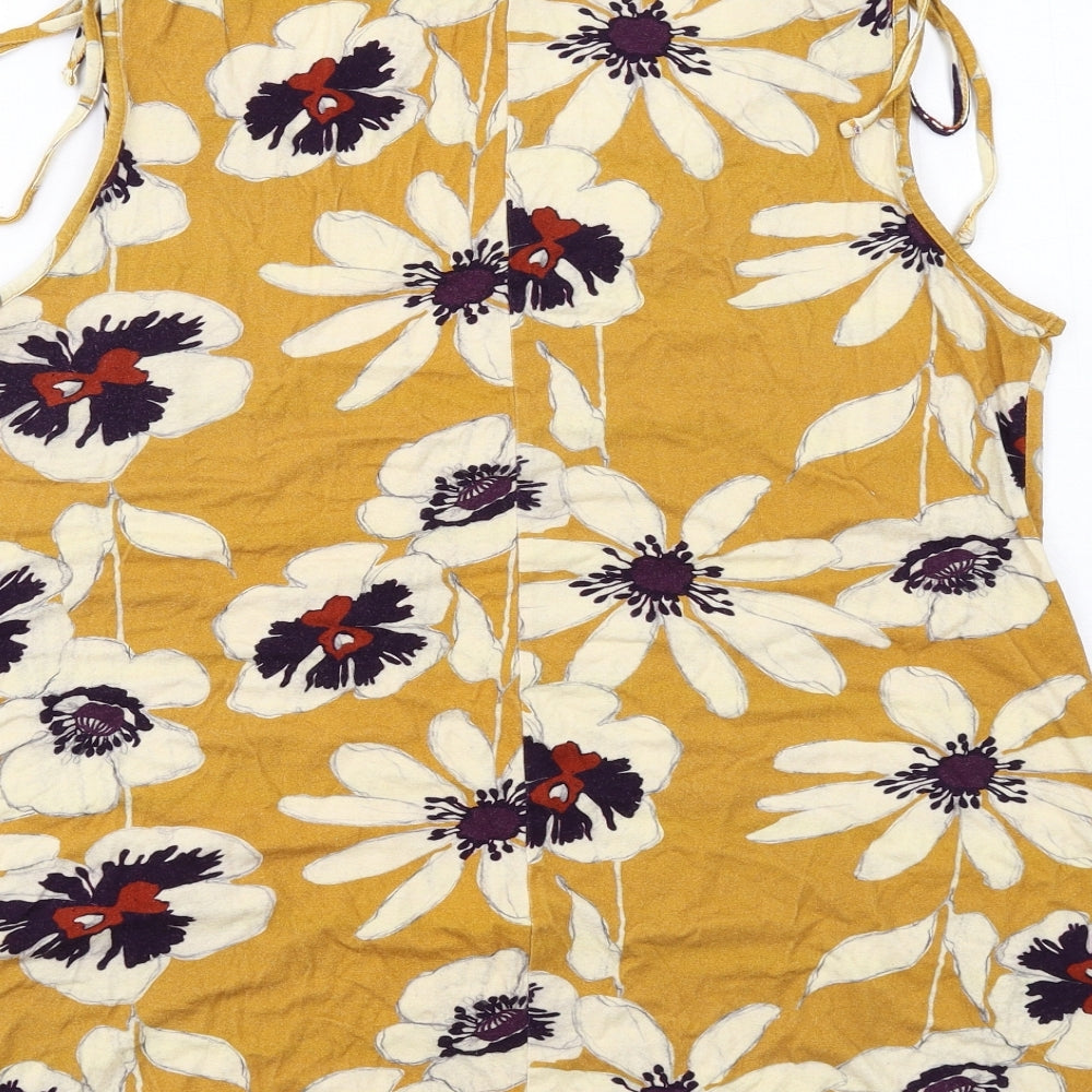 Joe Browns Womens Yellow Floral Viscose Basic Tank Size 18 Round Neck