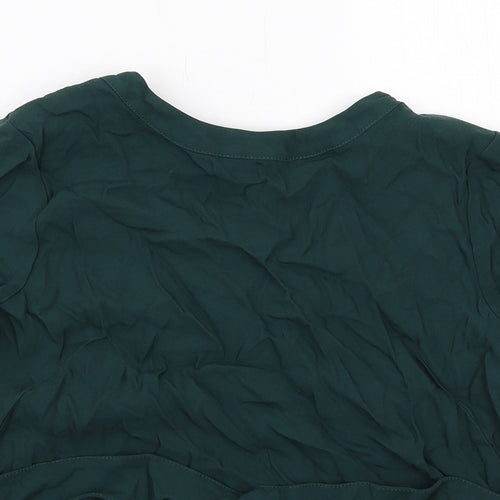 Whistles Womens Green Viscose Basic Blouse Size 14 Round Neck