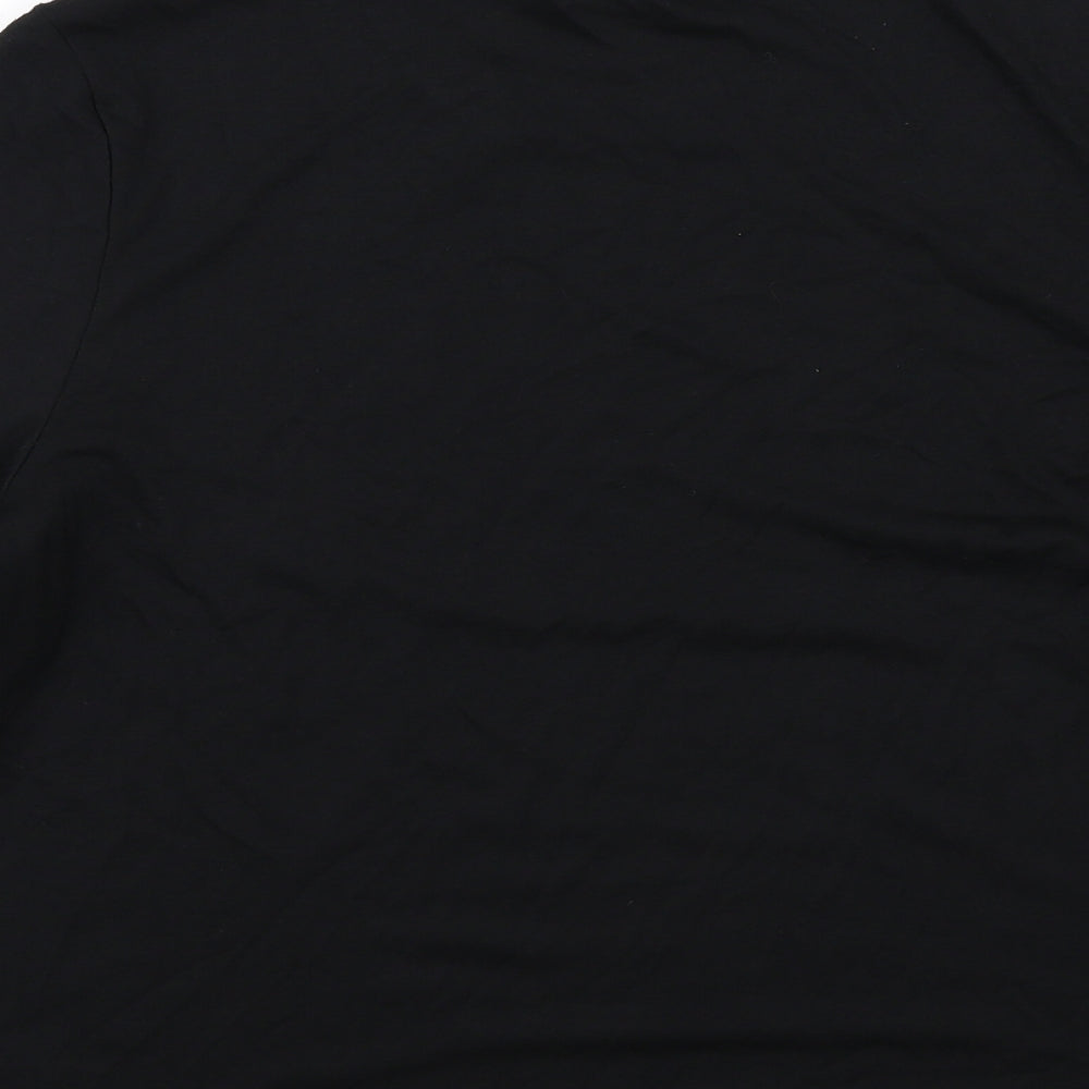 Marks and Spencer Womens Black Polyester Basic T-Shirt Size 14 Round Neck - Lace Details