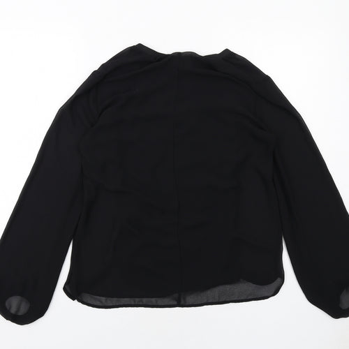 Zara Womens Black Polyester Basic Blouse Size S V-Neck