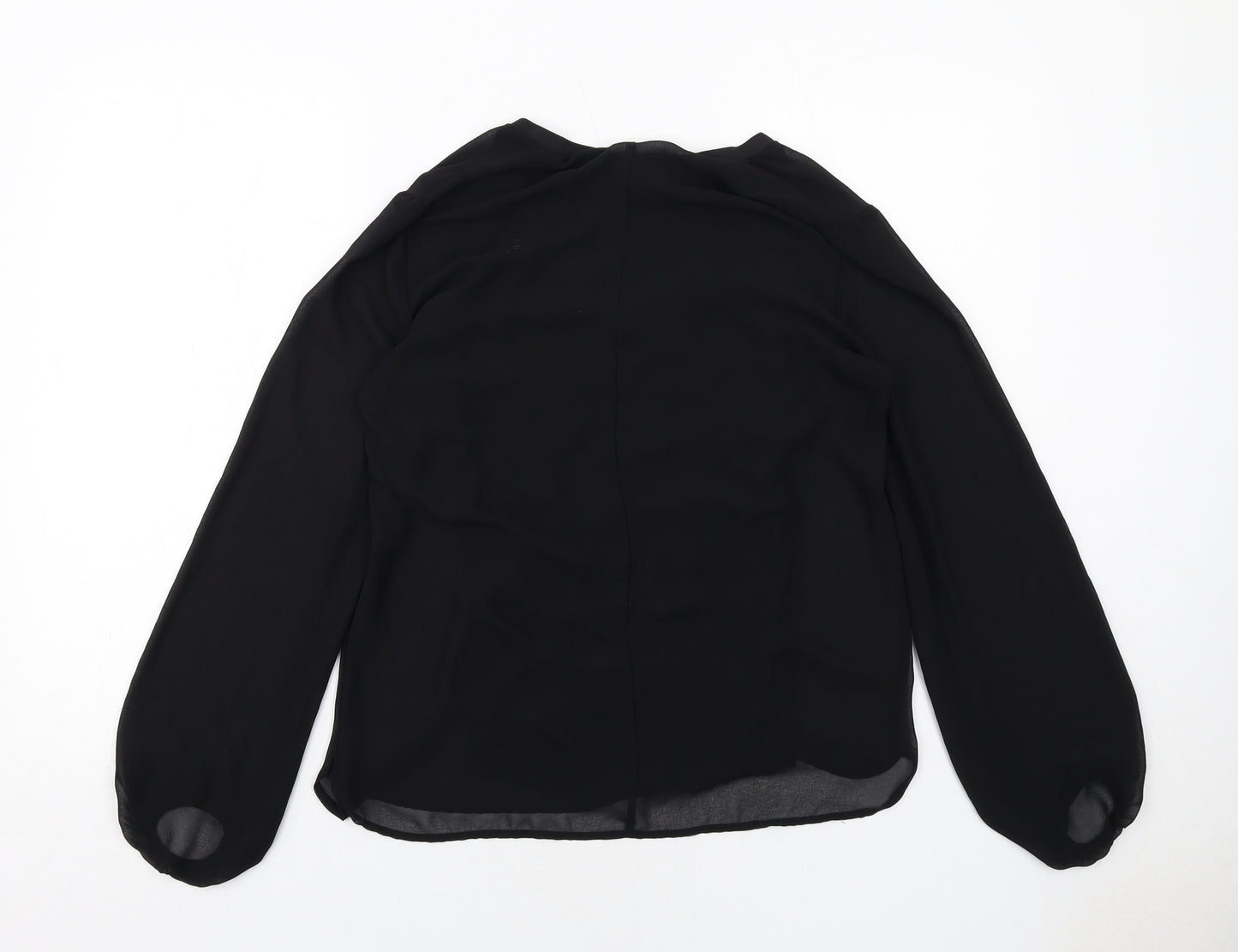 Zara Womens Black Polyester Basic Blouse Size S V-Neck