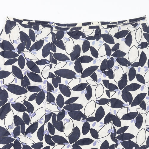 Ann Harvey Womens Blue Geometric Linen Swing Skirt Size 22 Zip