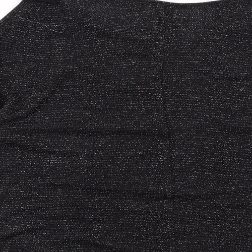 Avon Womens Black Geometric Polyester Basic Blouse Size 14 Round Neck - Cold Shoulder