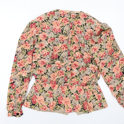 Gina Bacconi Womens Multicoloured Floral Polyester Basic Blouse Size 18 V-Neck
