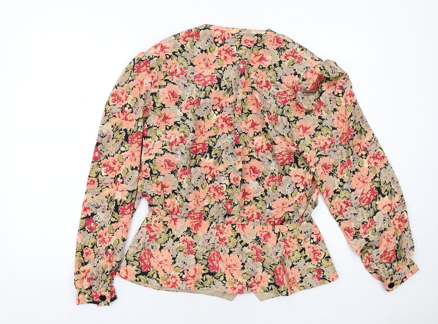 Gina Bacconi Womens Multicoloured Floral Polyester Basic Blouse Size 18 V-Neck