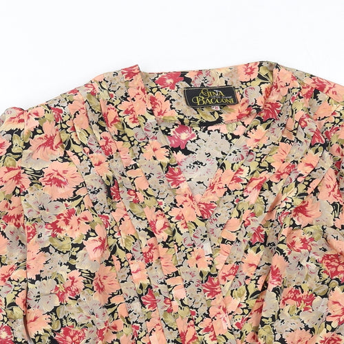 Gina Bacconi Womens Multicoloured Floral Polyester Basic Blouse Size 18 V-Neck