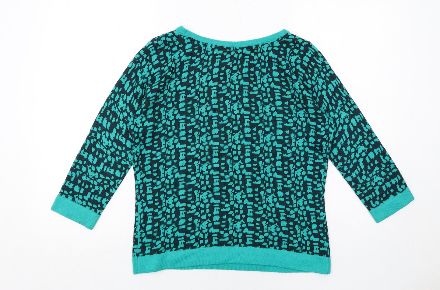 Marks and Spencer Womens Black Round Neck Geometric Acrylic Pullover Jumper Size 10