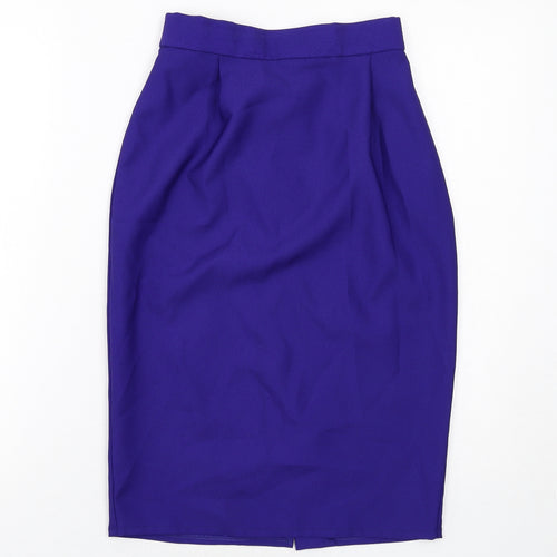 Pêche Womens Blue Polyester A-Line Skirt Size 10 Zip
