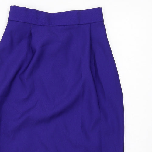 Pêche Womens Blue Polyester A-Line Skirt Size 10 Zip