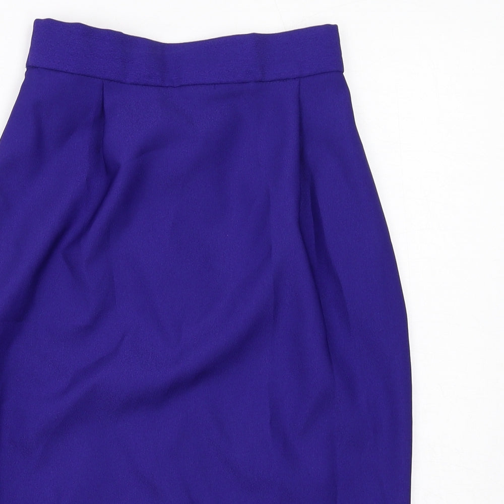 Pêche Womens Blue Polyester A-Line Skirt Size 10 Zip