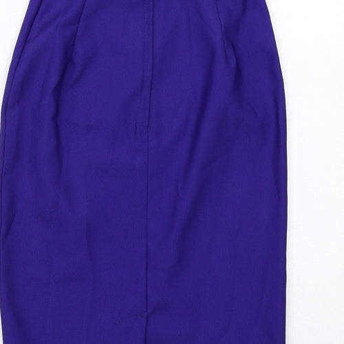 Pêche Womens Blue Polyester A-Line Skirt Size 10 Zip