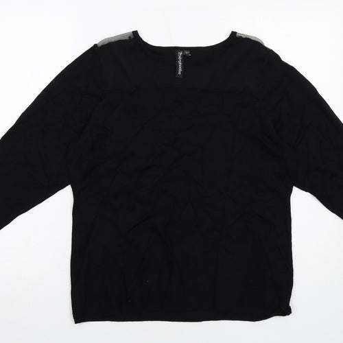 Zoe+Phoebe Womens Black Round Neck Rayon Pullover Jumper Size L