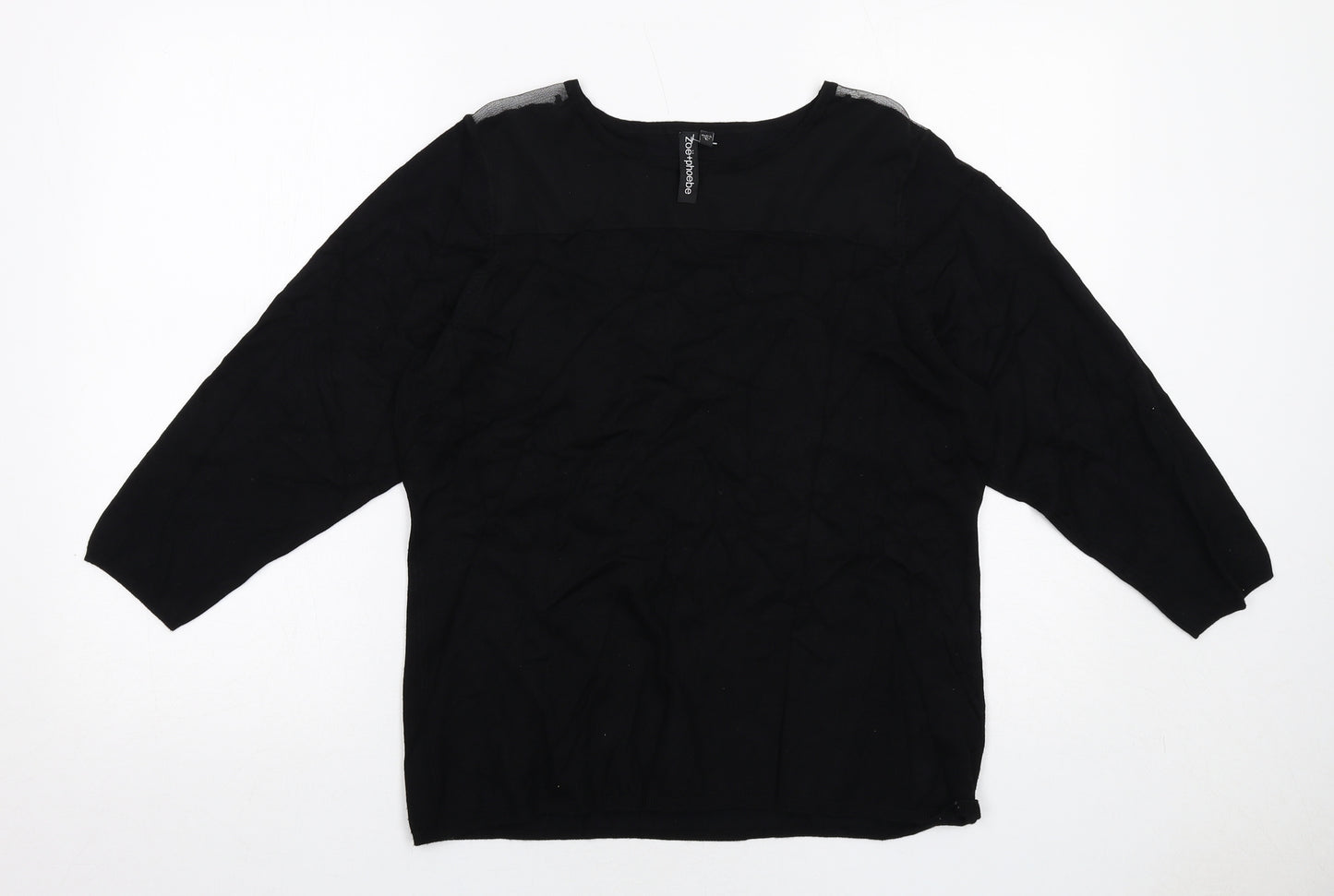 Zoe+Phoebe Womens Black Round Neck Rayon Pullover Jumper Size L