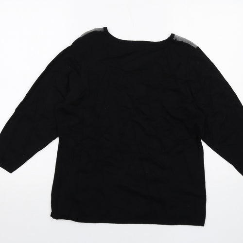 Zoe+Phoebe Womens Black Round Neck Rayon Pullover Jumper Size L
