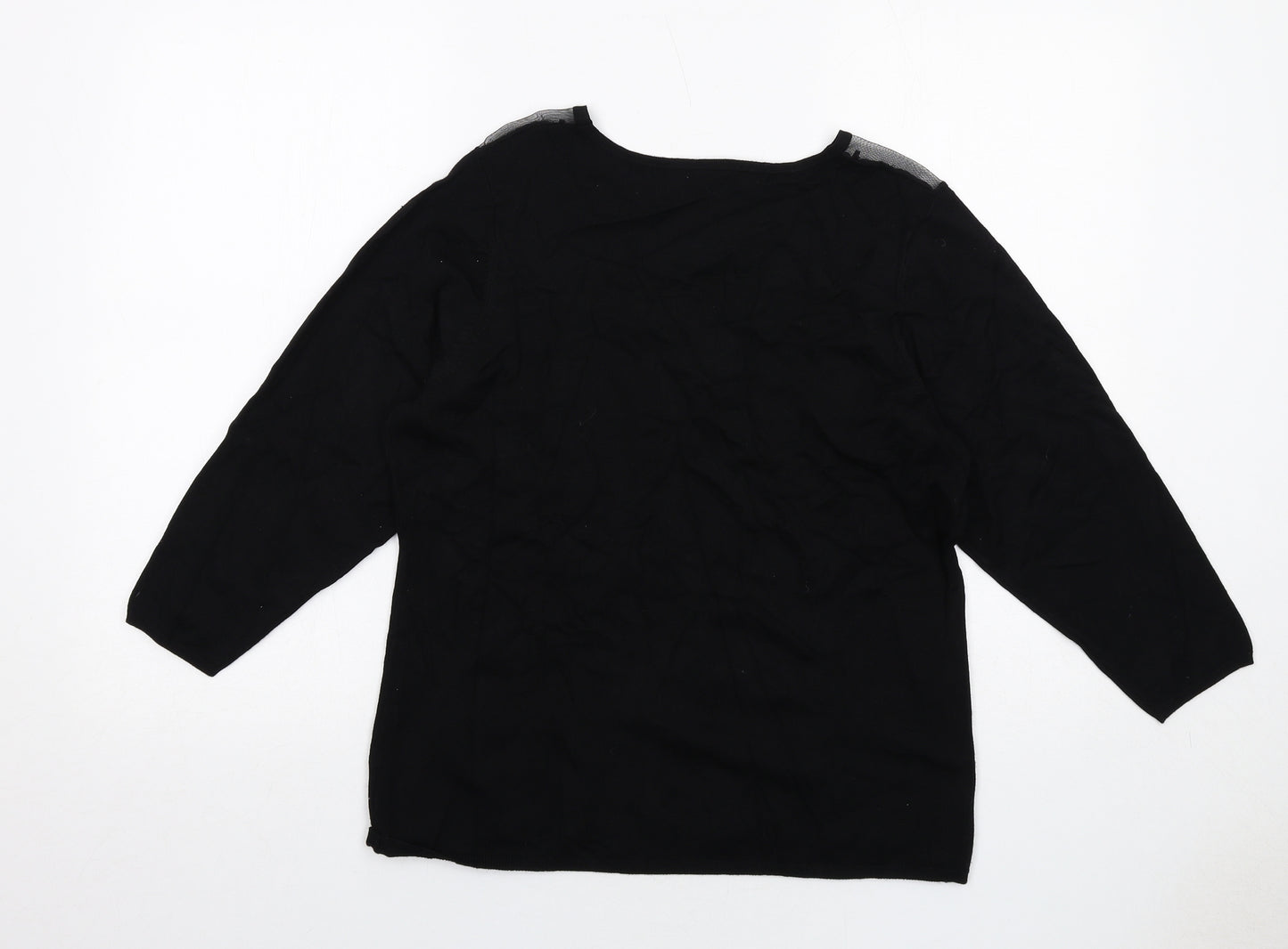 Zoe+Phoebe Womens Black Round Neck Rayon Pullover Jumper Size L