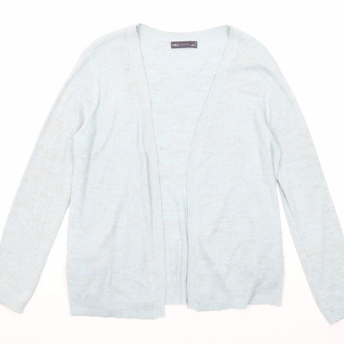 Marks and Spencer Womens Blue V-Neck Acrylic Cardigan Jumper Size M
