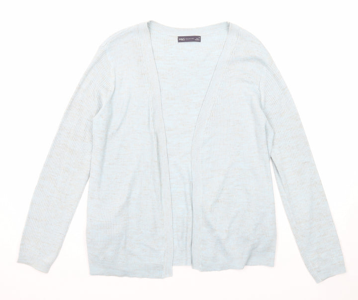 Marks and Spencer Womens Blue V-Neck Acrylic Cardigan Jumper Size M