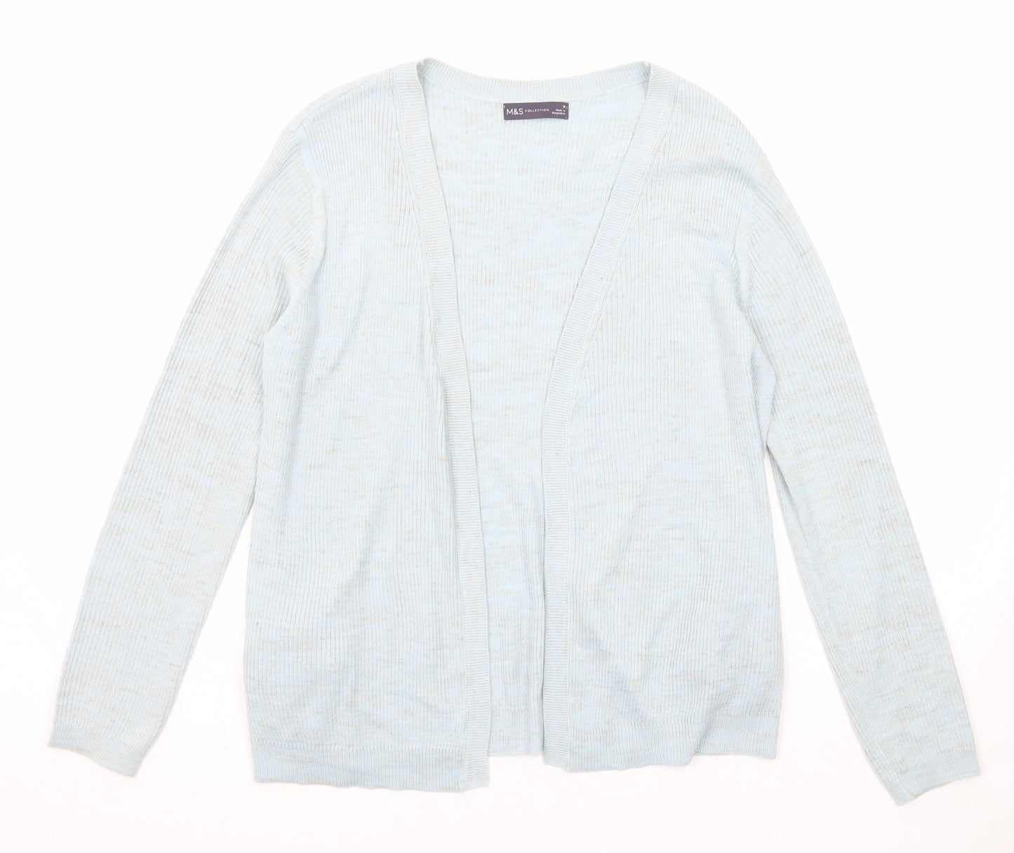 Marks and Spencer Womens Blue V-Neck Acrylic Cardigan Jumper Size M