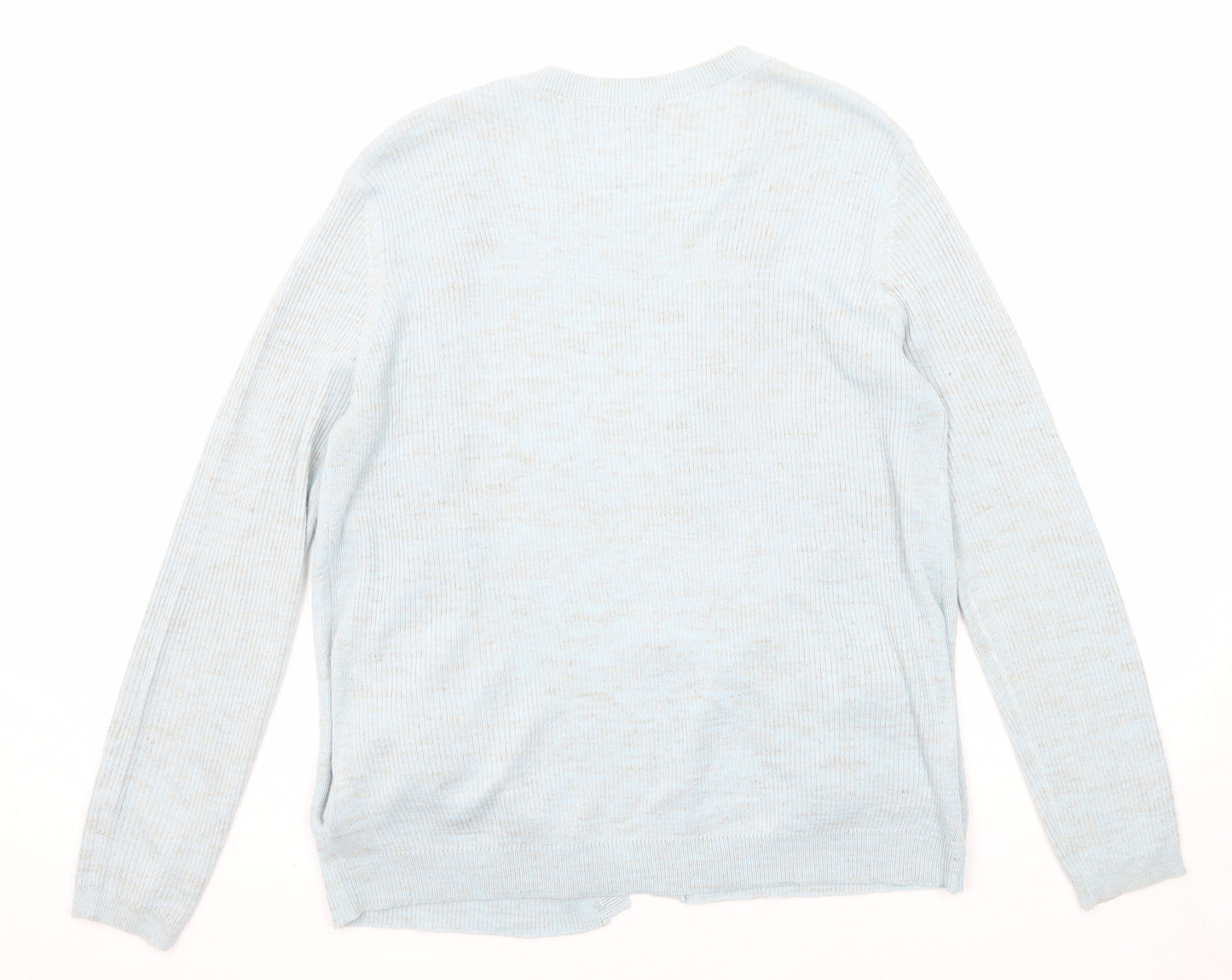 Marks and Spencer Womens Blue V-Neck Acrylic Cardigan Jumper Size M