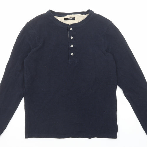 JACK & JONES Mens Blue Cotton T-Shirt Size M Round Neck