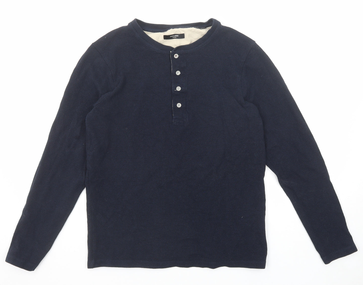 JACK & JONES Mens Blue Cotton T-Shirt Size M Round Neck