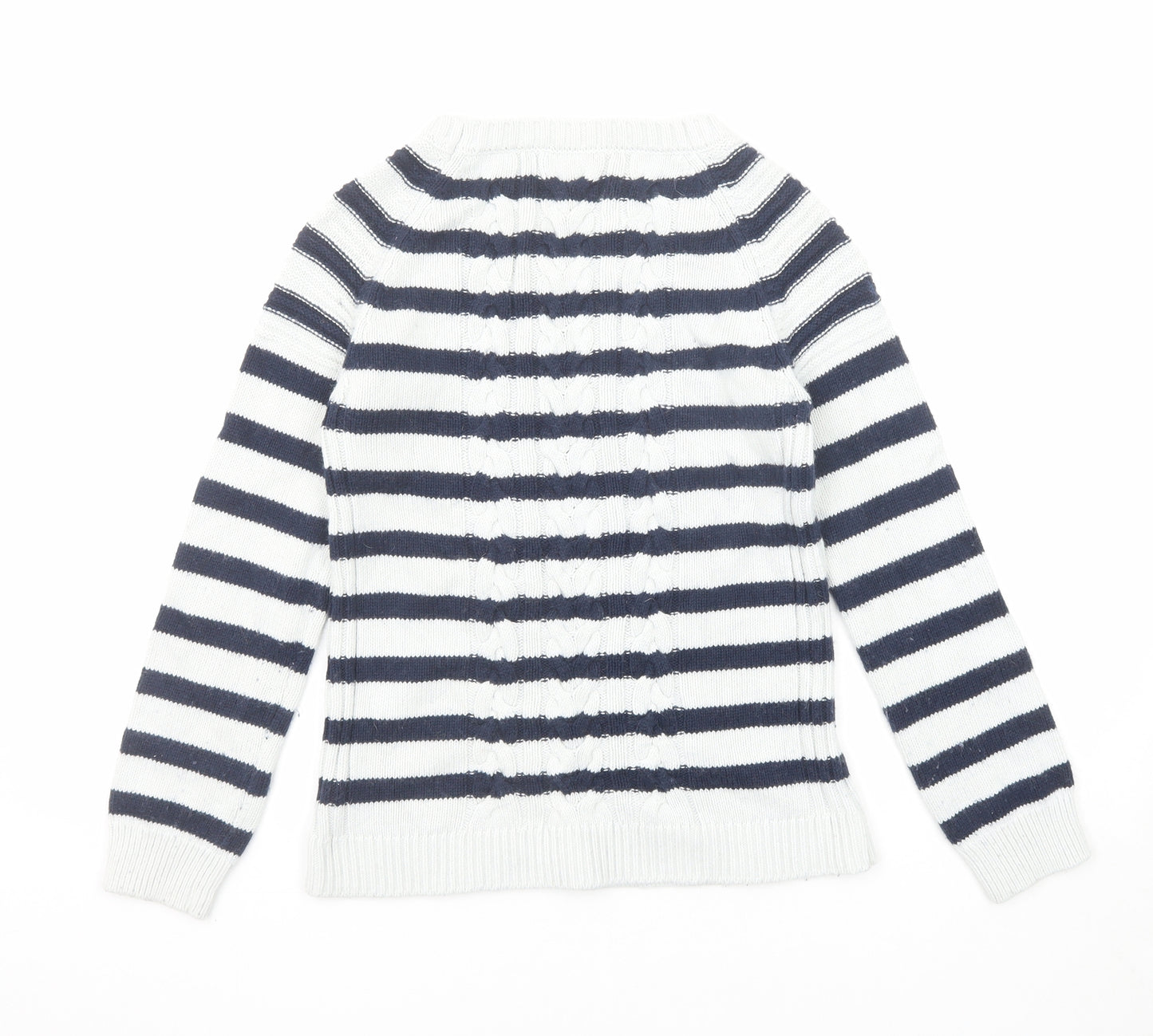 Splendid Womens Blue Round Neck Striped Cotton Pullover Jumper Size S