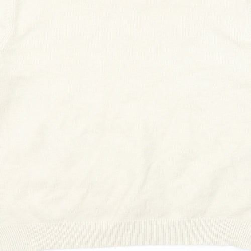 Alphabet Womens Beige Round Neck Geometric Viscose Pullover Jumper Size S