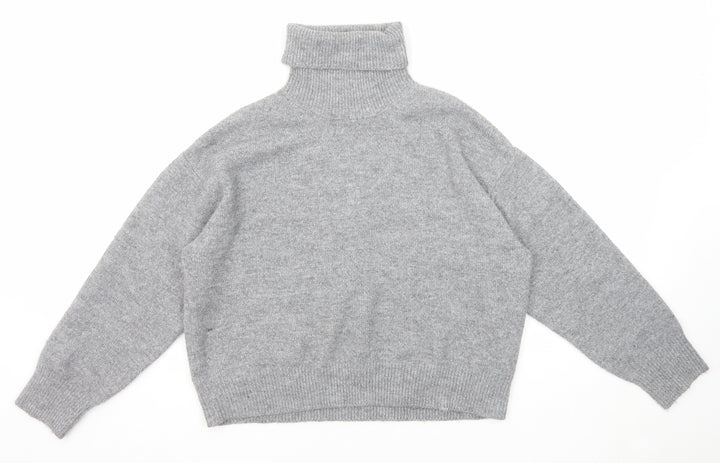 New Look Womens Grey Roll Neck Polyester Pullover Jumper Size M