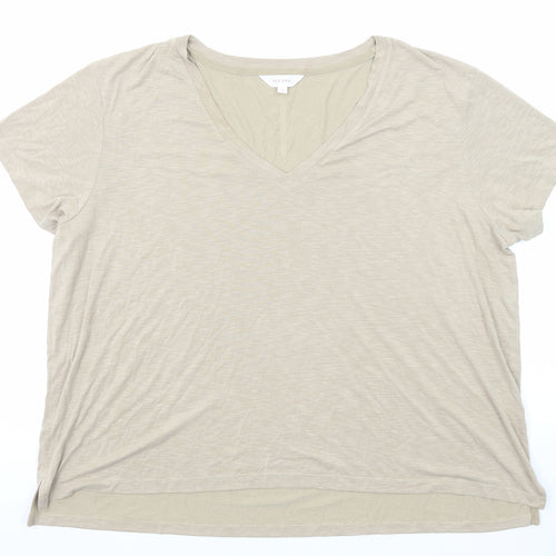 Per Una Womens Beige Modal Basic T-Shirt Size 24 V-Neck