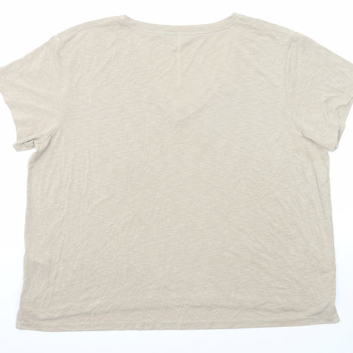 Per Una Womens Beige Modal Basic T-Shirt Size 24 V-Neck