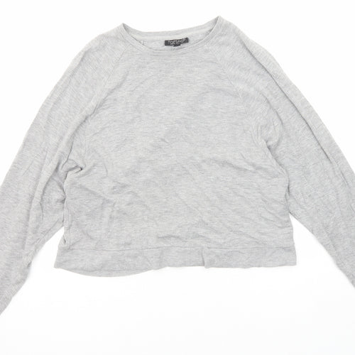 Topshop Womens Grey Viscose Basic T-Shirt Size 6 Boat Neck