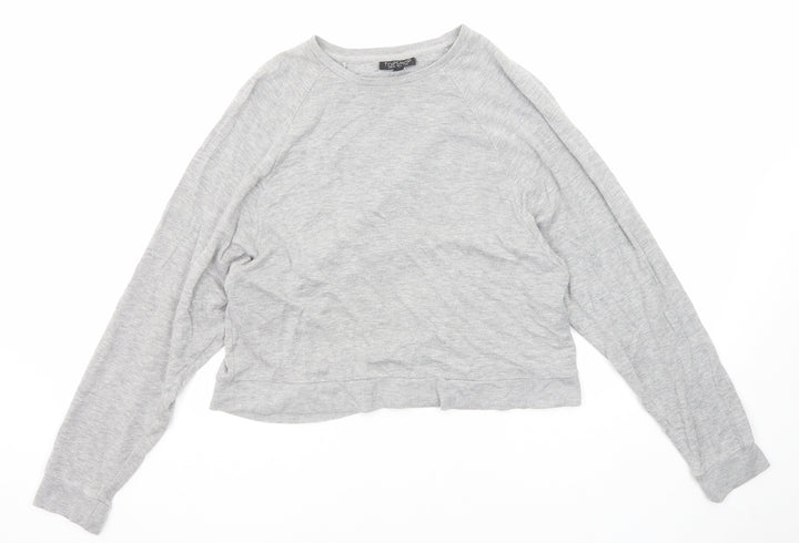 Topshop Womens Grey Viscose Basic T-Shirt Size 6 Boat Neck
