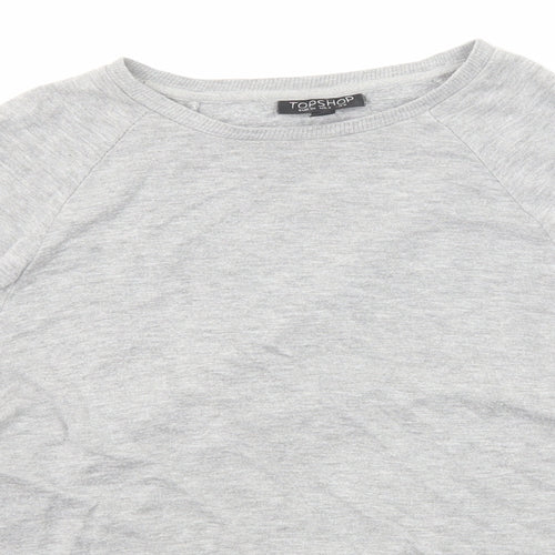 Topshop Womens Grey Viscose Basic T-Shirt Size 6 Boat Neck